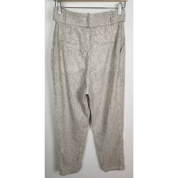 Significant Other Women's Sz. 6 Navy & Ivory LInen Blend Pleated Belted Pants - Picture 5 of 7